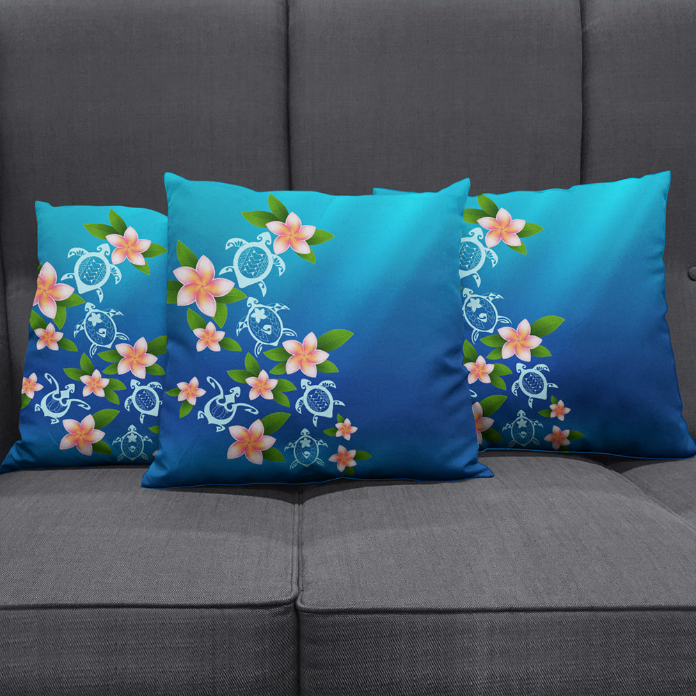 Hawaii Pillow Cover Turtle Polynesian Plumeria Ocean