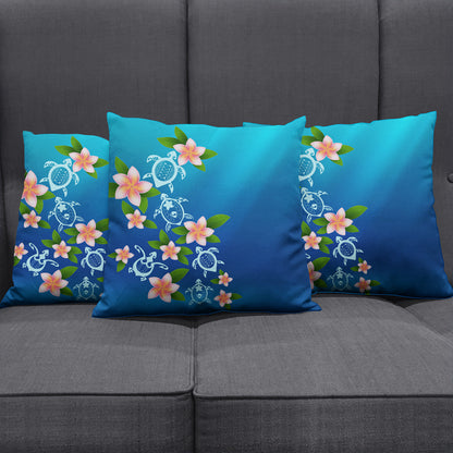Hawaii Pillow Cover Turtle Polynesian Plumeria Ocean