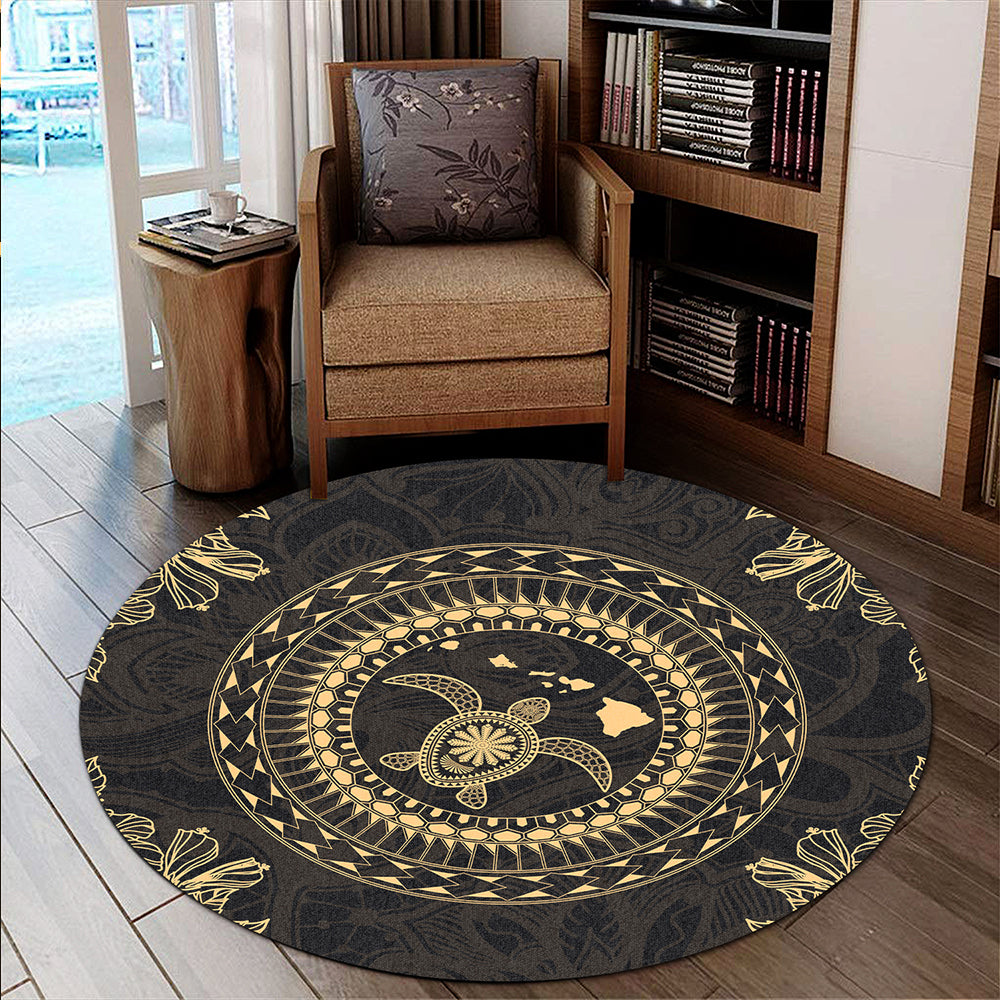 Hawaii Round Rug Turtle Tradition