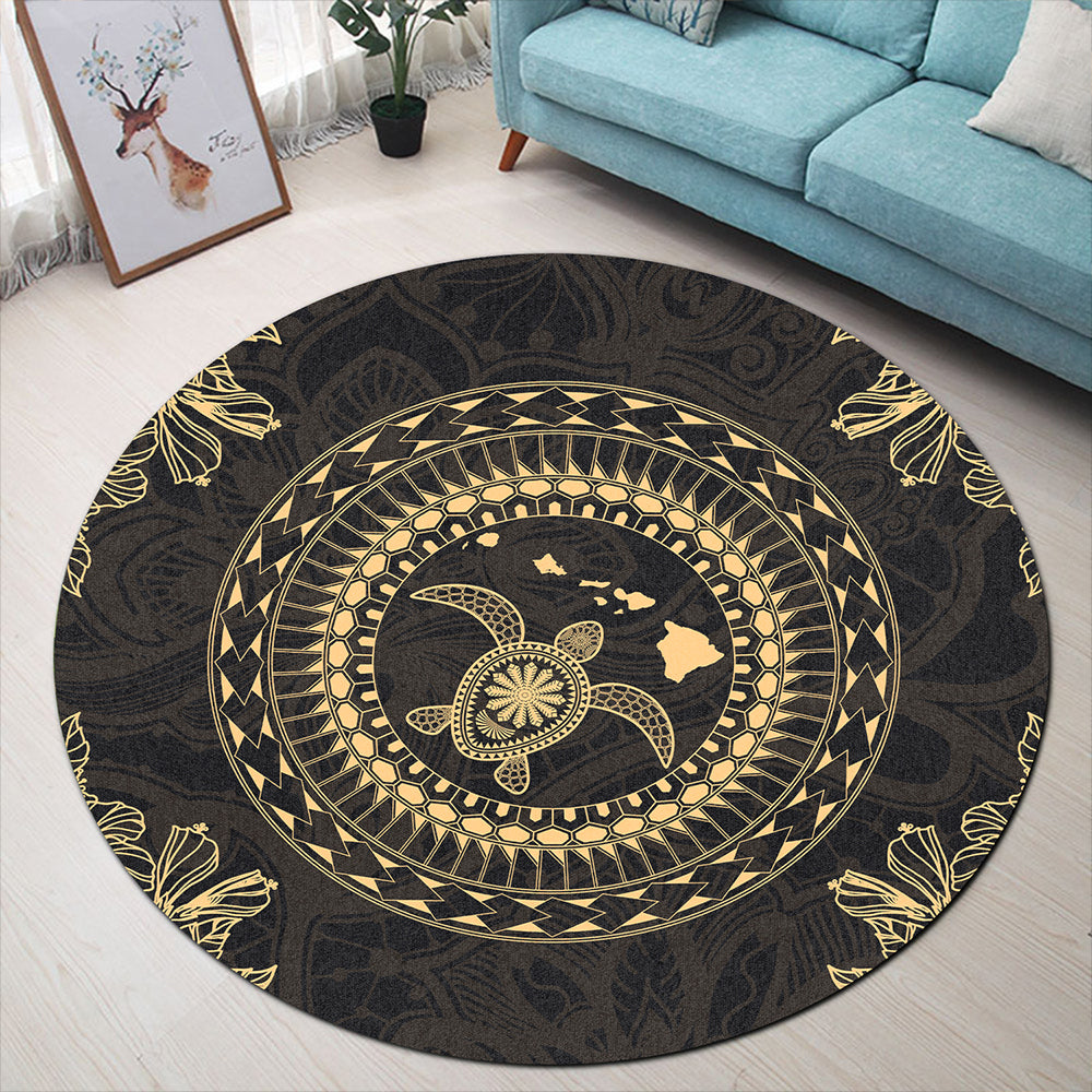 Hawaii Round Rug Turtle Tradition
