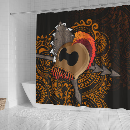 Hawaii Shower Curtain Warrior Helmet Polynesian