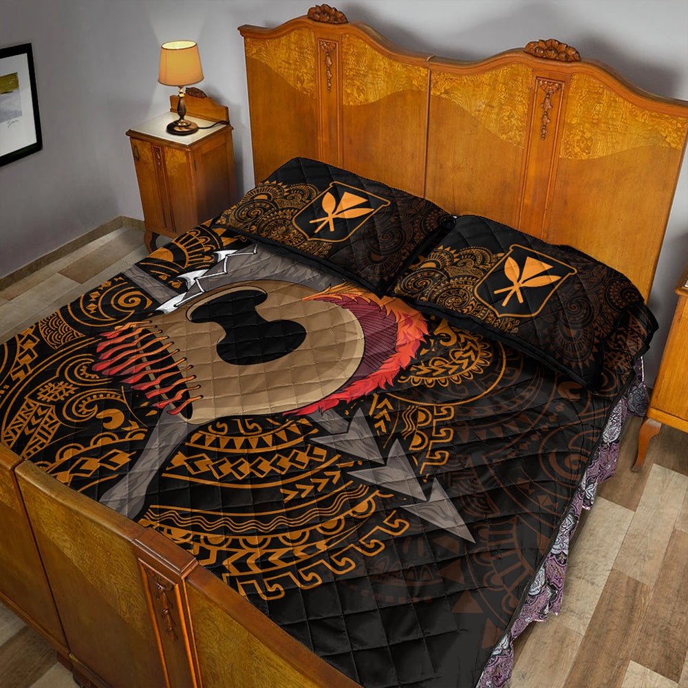 Hawaii Quilt Bed Set Warrior Helmet Polynesian
