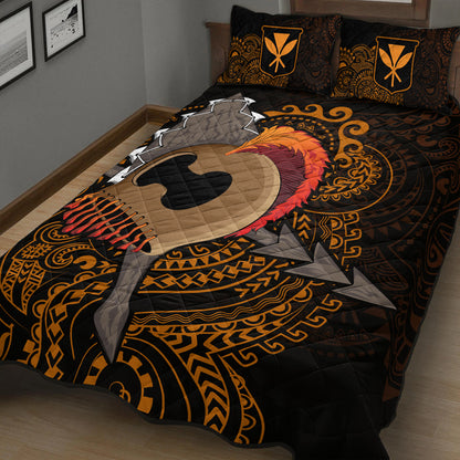 Hawaii Quilt Bed Set Warrior Helmet Polynesian
