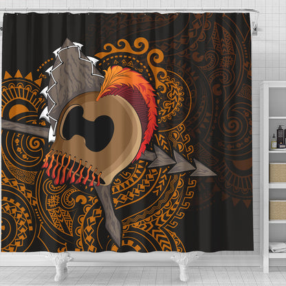 Hawaii Shower Curtain Warrior Helmet Polynesian