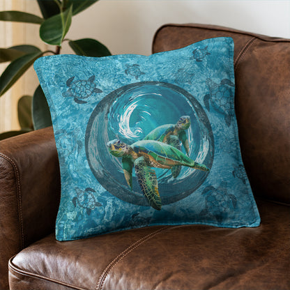 Hawaii Pillow Cover Whirlpool Turtle Polynesian