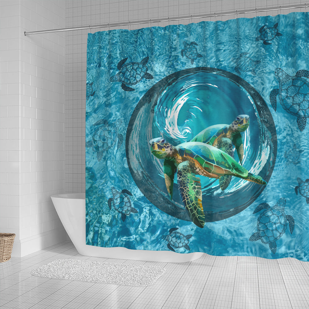 Hawaii Shower Curtain Whirlpool Turtle Polynesian