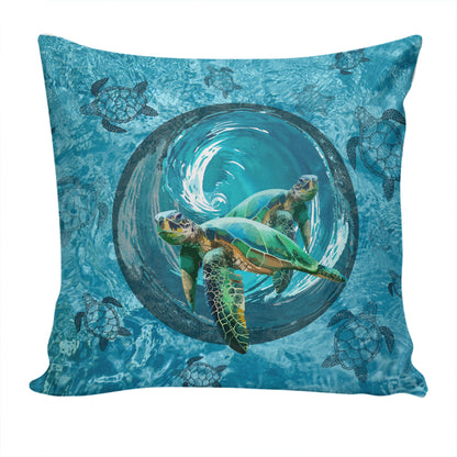Hawaii Pillow Cover Whirlpool Turtle Polynesian
