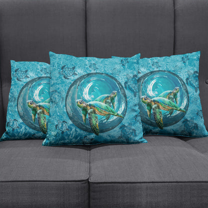 Hawaii Pillow Cover Whirlpool Turtle Polynesian
