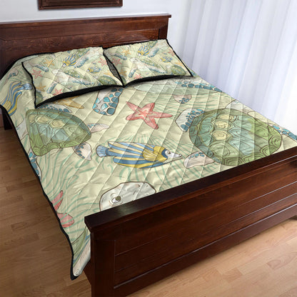 Hawaii Quilt Bed Set World Animal In Sea