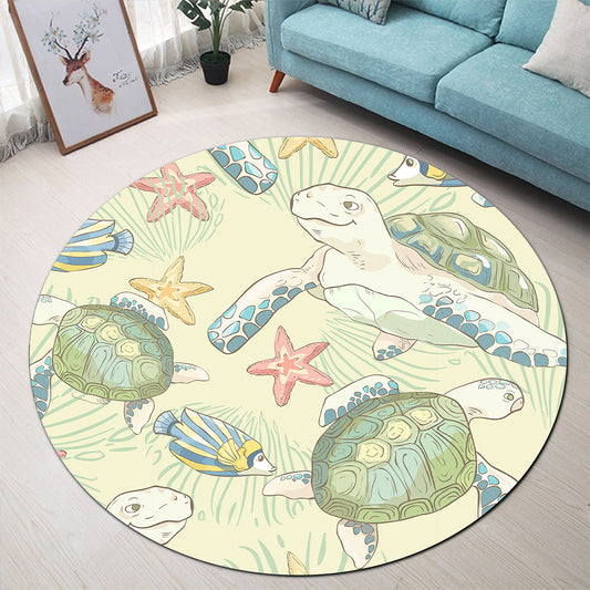 Hawaii Round Rug World Animal In Sea