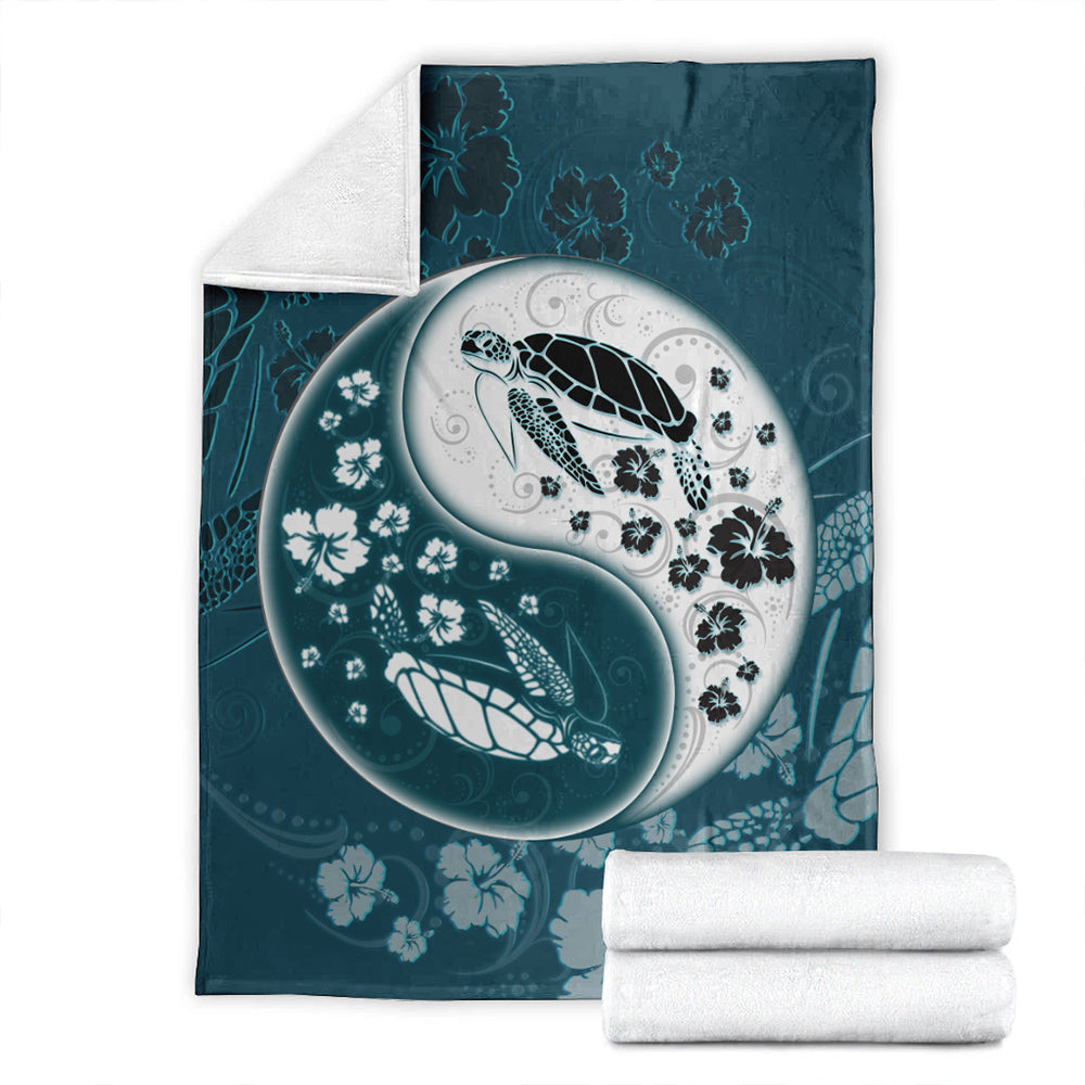 Hawaii Premium Blanket Yinyang Turtle Hibiscus