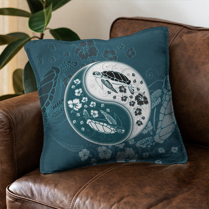 Hawaii Pillow Cover Yinyang Turtle Hibiscus