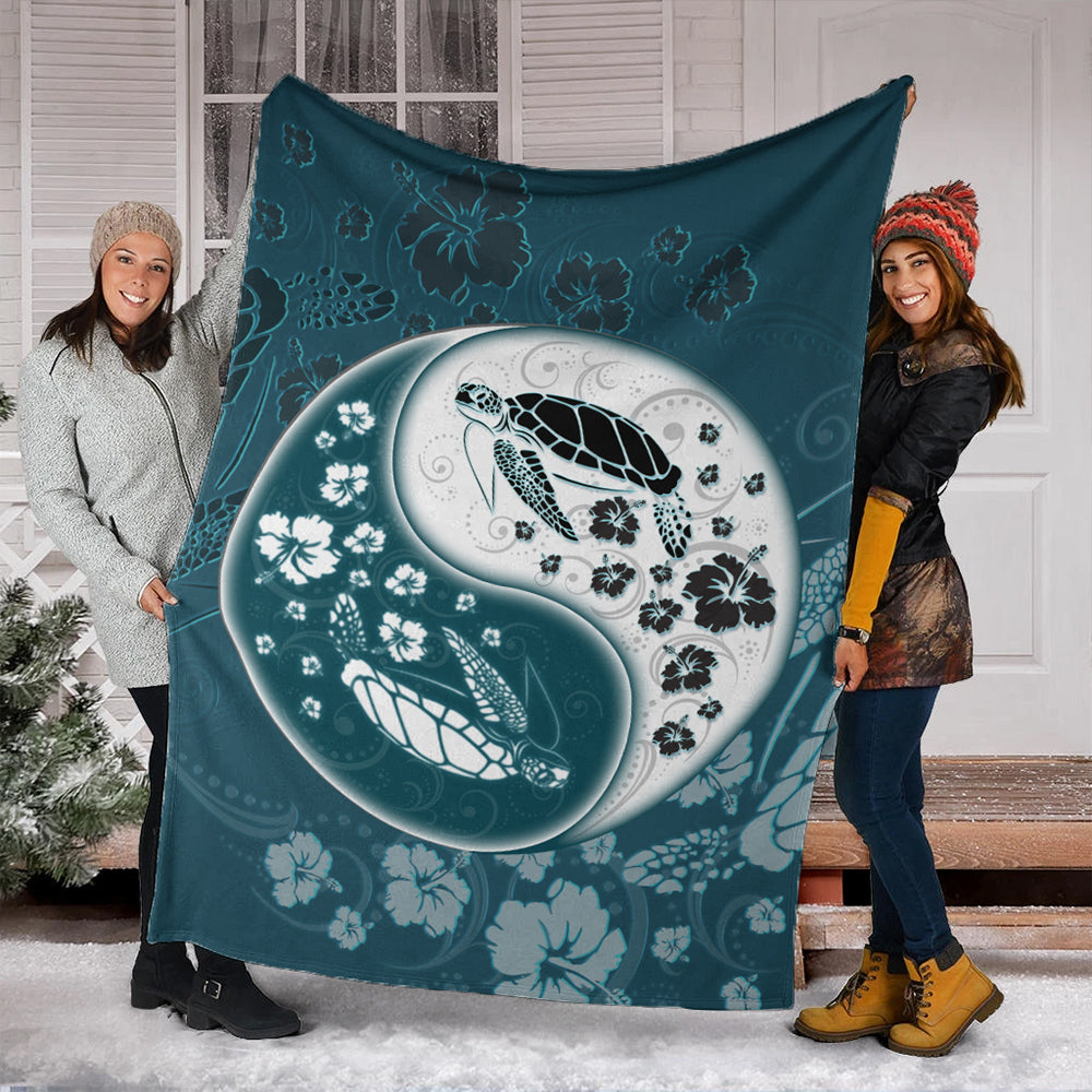 Hawaii Premium Blanket Yinyang Turtle Hibiscus