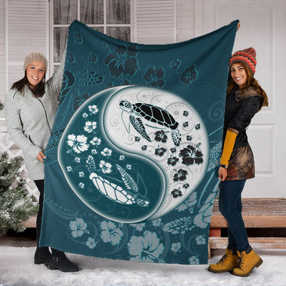 Hawaii Premium Blanket Yinyang Turtle Hibiscus
