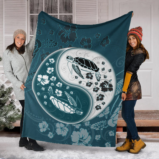 Hawaii Premium Blanket Yinyang Turtle Hibiscus