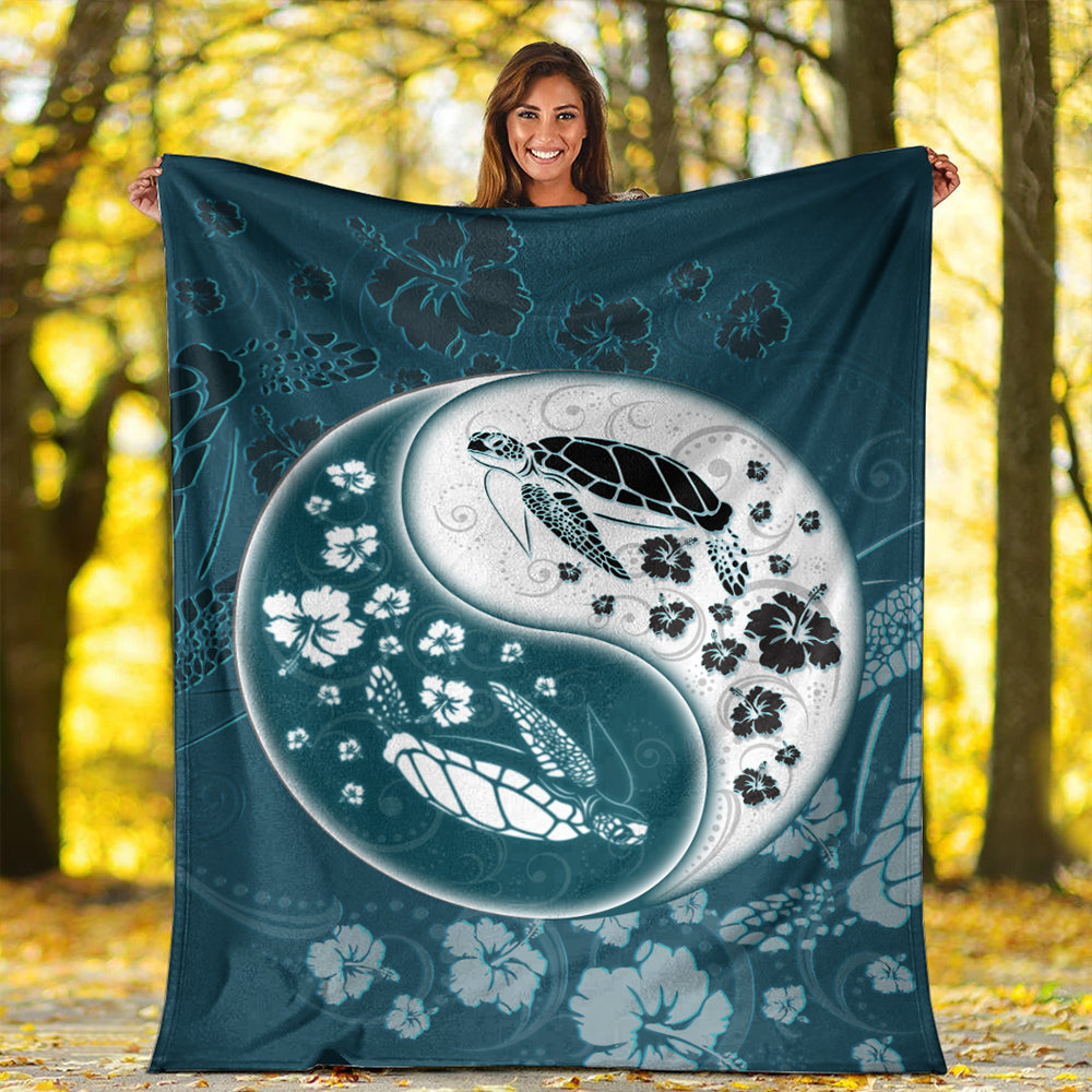 Hawaii Premium Blanket Yinyang Turtle Hibiscus