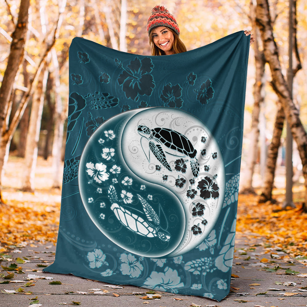 Hawaii Premium Blanket Yinyang Turtle Hibiscus