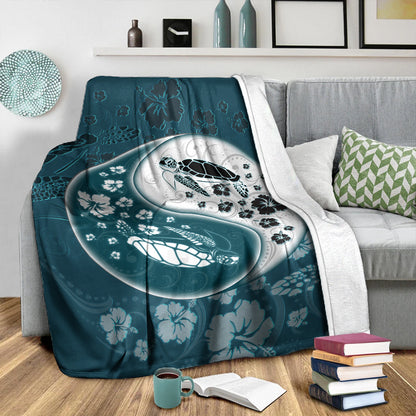 Hawaii Premium Blanket Yinyang Turtle Hibiscus