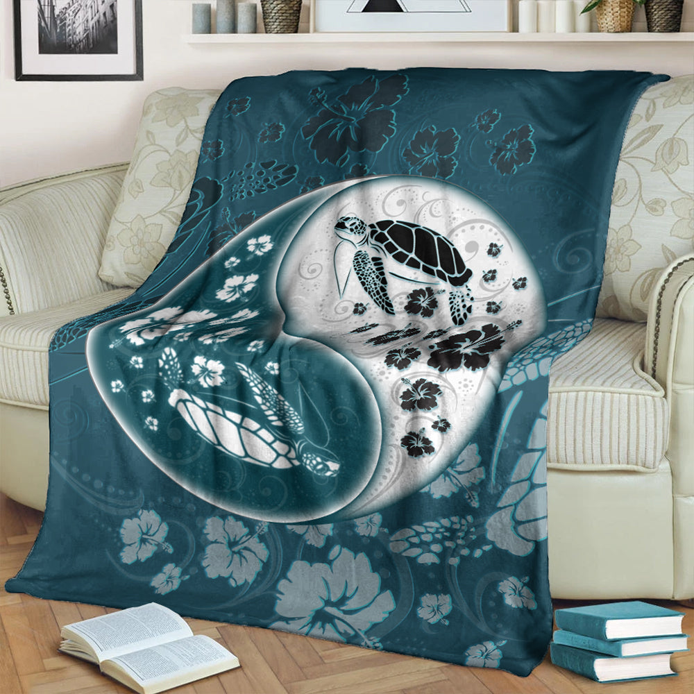 Hawaii Premium Blanket Yinyang Turtle Hibiscus