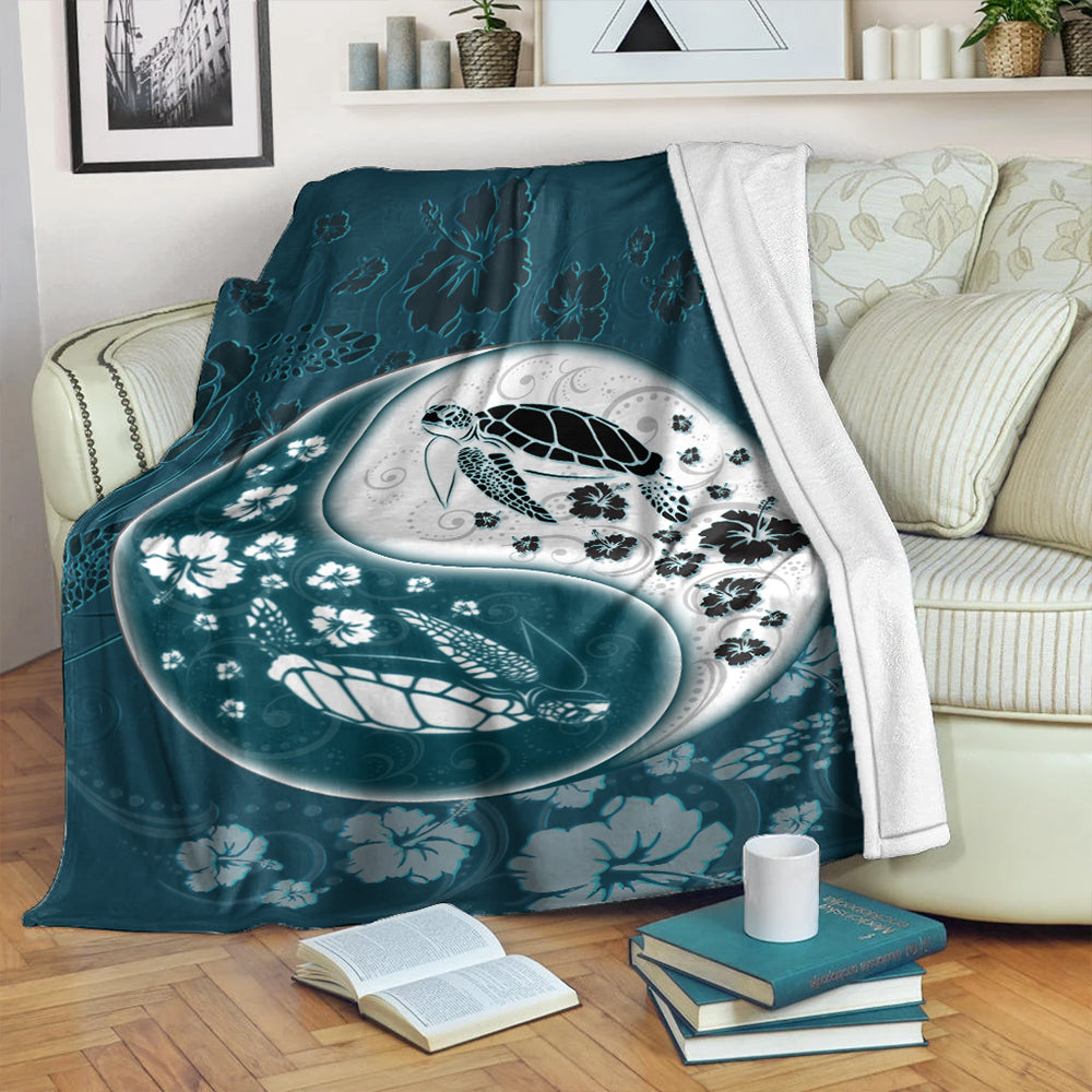 Hawaii Premium Blanket Yinyang Turtle Hibiscus
