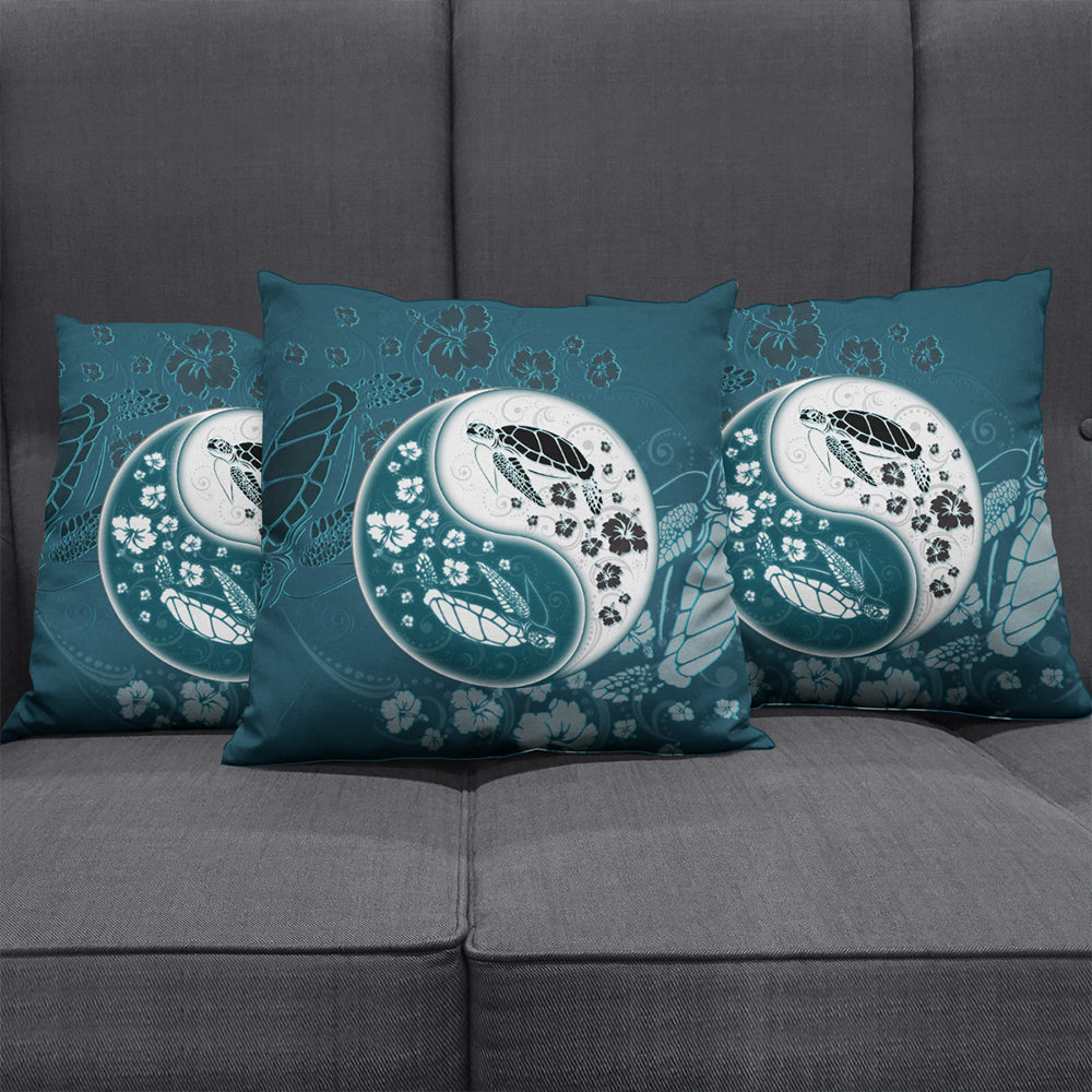 Hawaii Pillow Cover Yinyang Turtle Hibiscus
