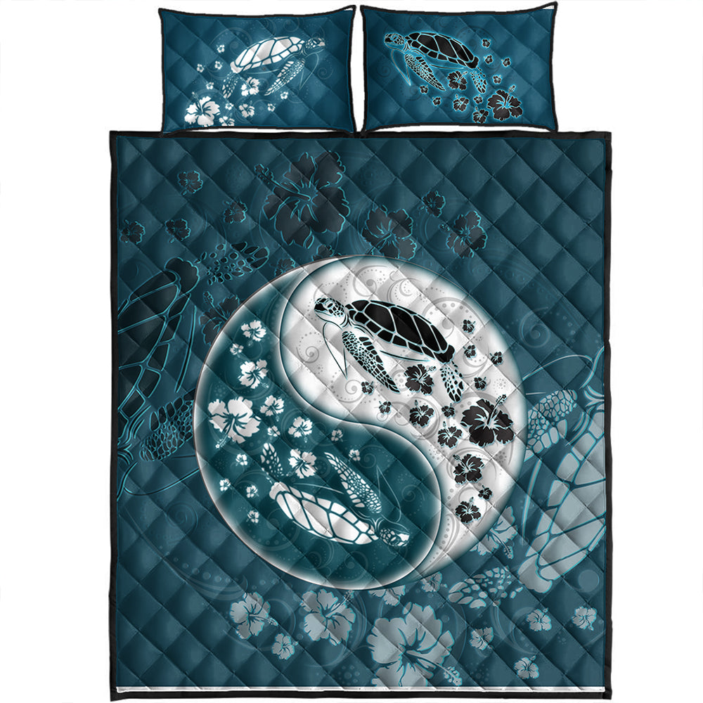 Hawaii Quilt Bed Set Yinyang Turtle Hibiscus