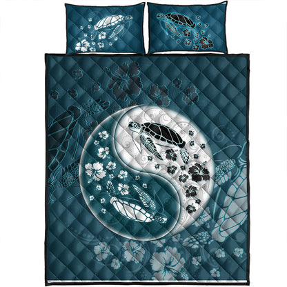 Hawaii Quilt Bed Set Yinyang Turtle Hibiscus