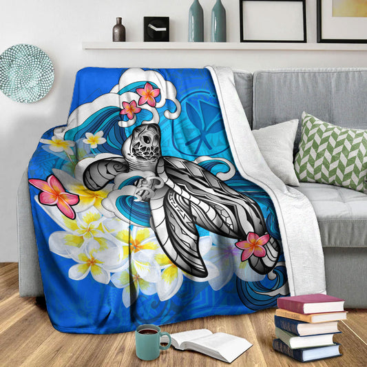 Hawaii Premium Blanket Turtle With Plumeria Flowers