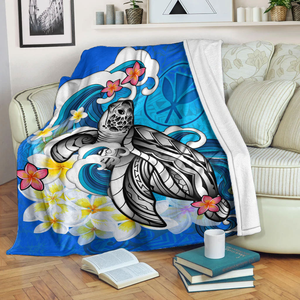Hawaii Premium Blanket Turtle With Plumeria Flowers
