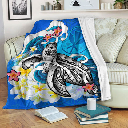 Hawaii Premium Blanket Turtle With Plumeria Flowers