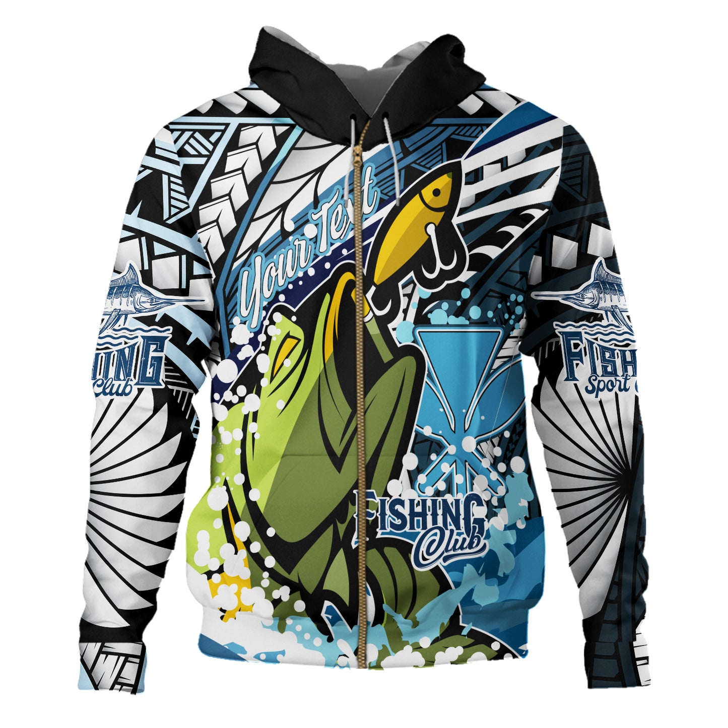 Hawaii Hoodie Custom Polynesian Fishing Club Tribal Style
