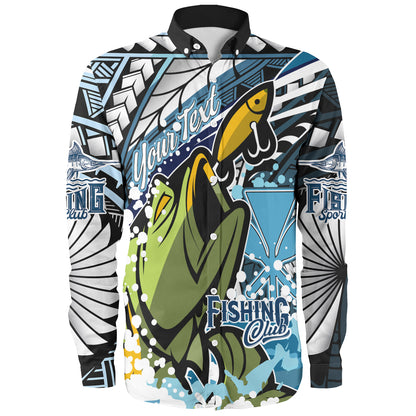 Hawaii Long Sleeve Shirt Custom Polynesian Fishing Club Tribal Style