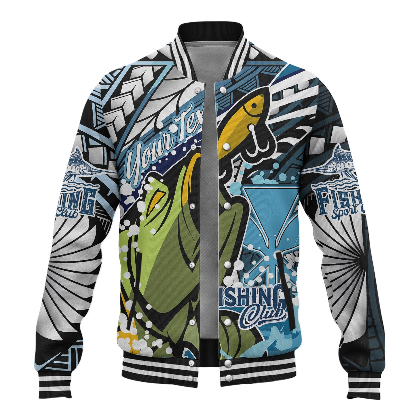 Hawaii Baseball Jacket Custom Polynesian Fishing Club Tribal Style