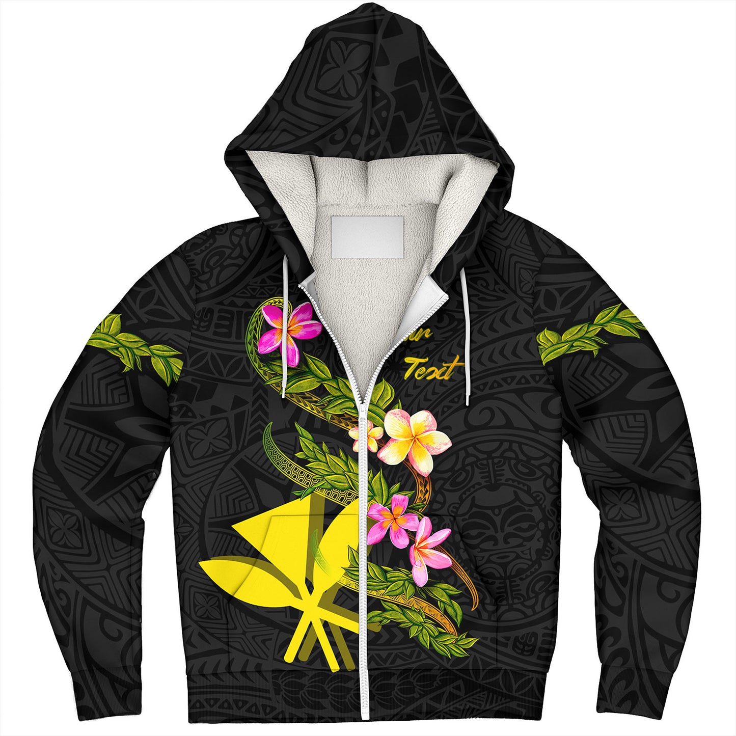 Hawaii Sherpa Hoodie Custom Plumeria Tribal