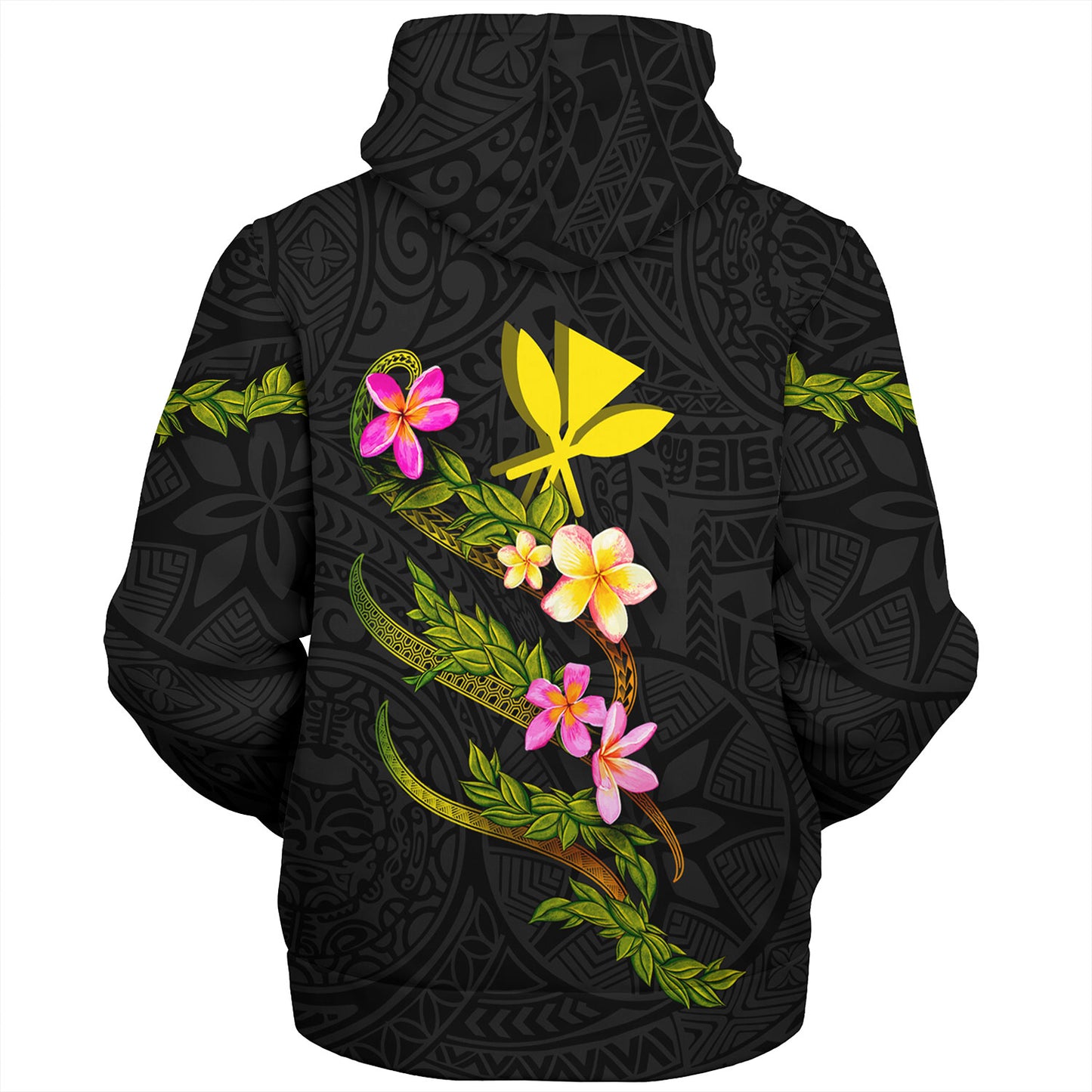 Hawaii Sherpa Hoodie Custom Plumeria Tribal