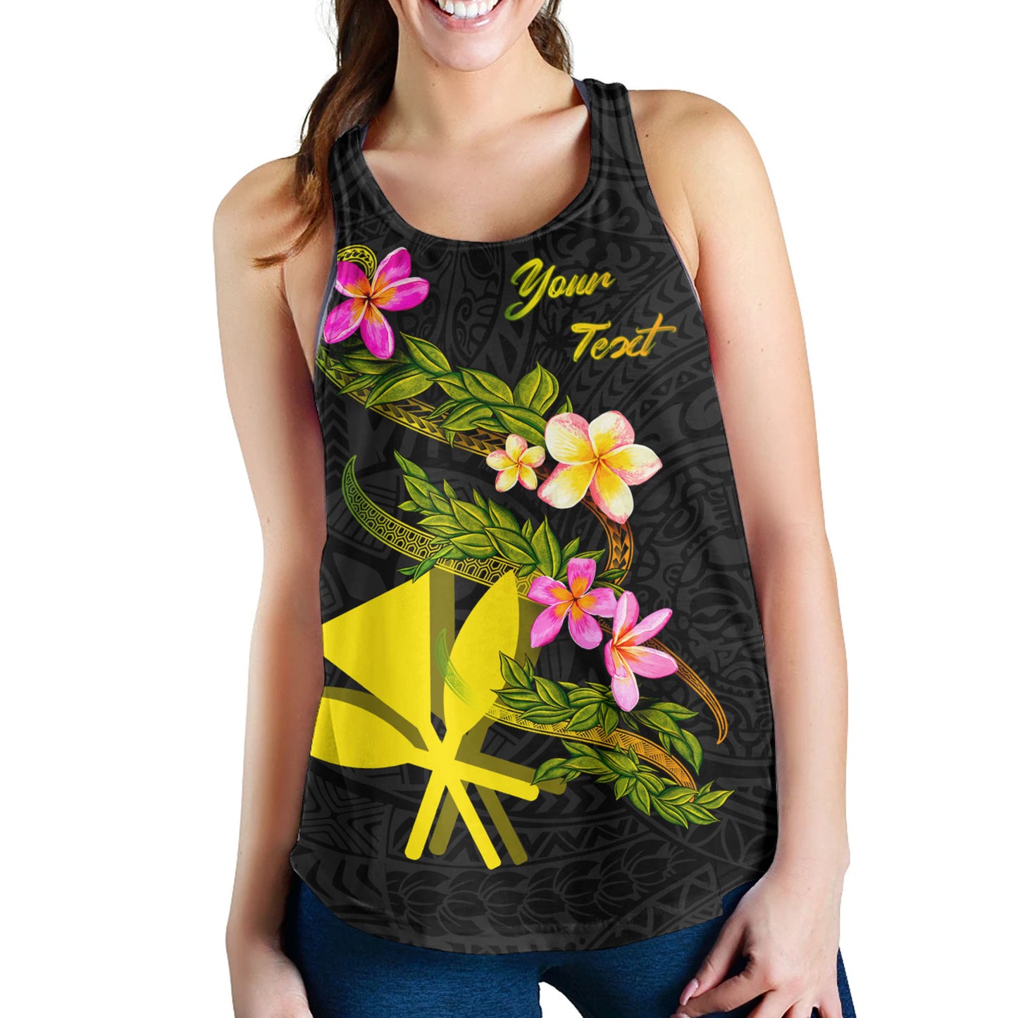 Hawaii Women Tank Custom Plumeria Tribal