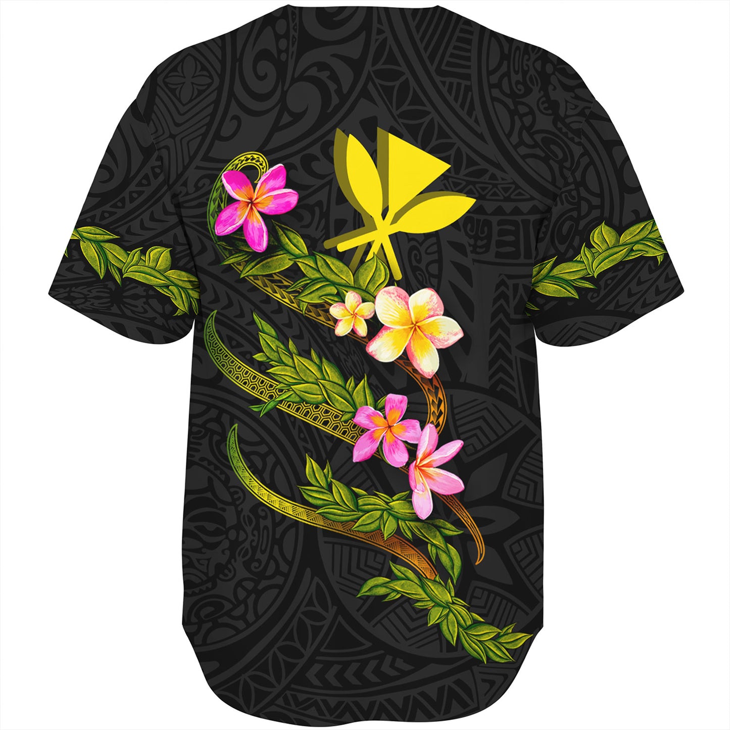 Hawaii Baseball Shirt Custom Plumeria Tribal