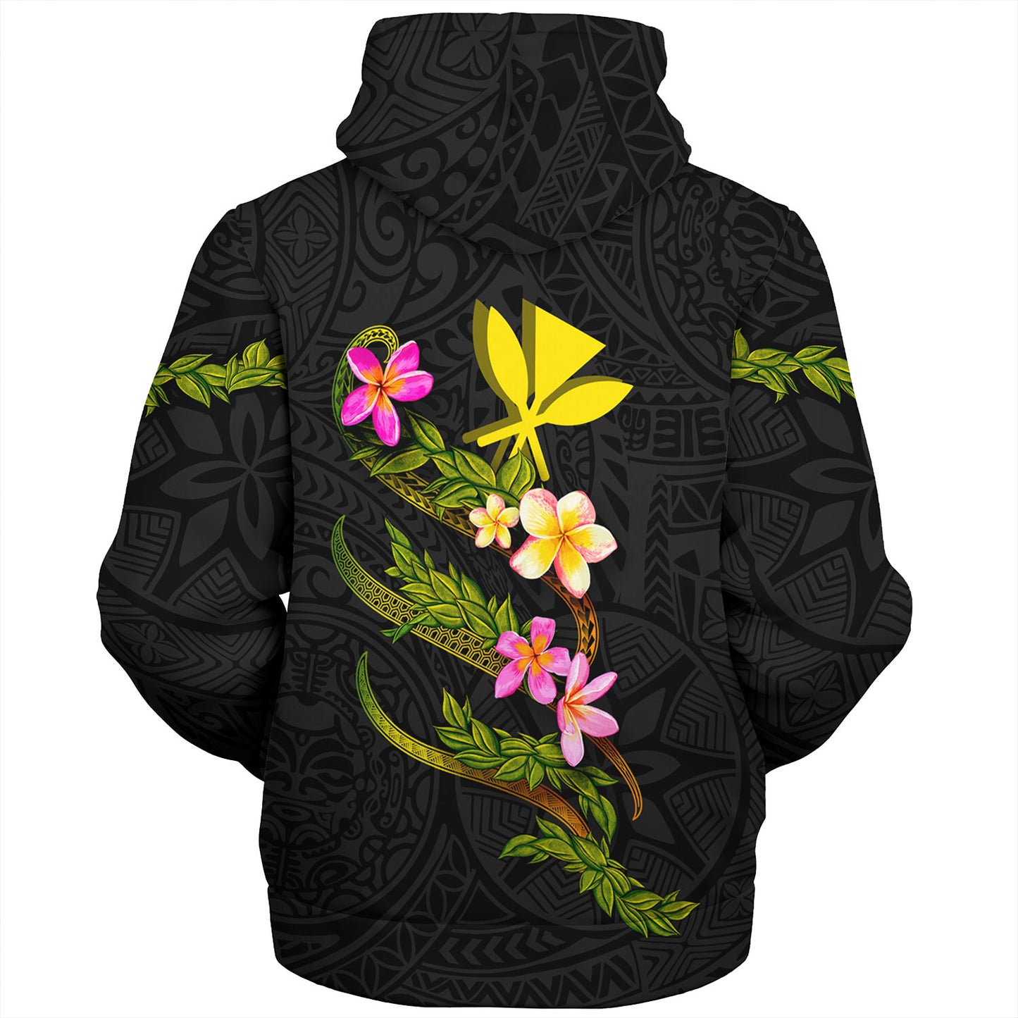 Hawaii Sherpa Hoodie Custom Plumeria Tribal