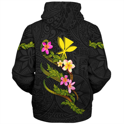 Hawaii Sherpa Hoodie Custom Plumeria Tribal