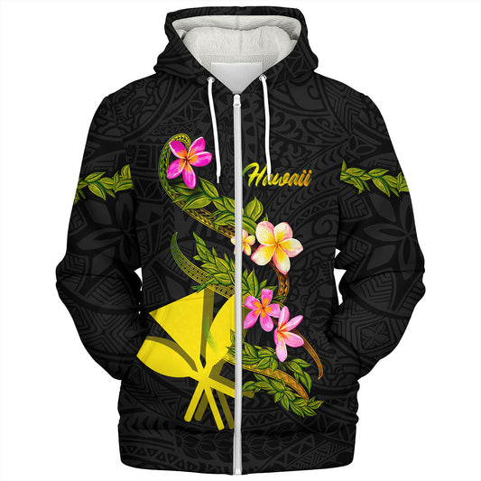 Hawaii Sherpa Hoodie Custom Plumeria Tribal