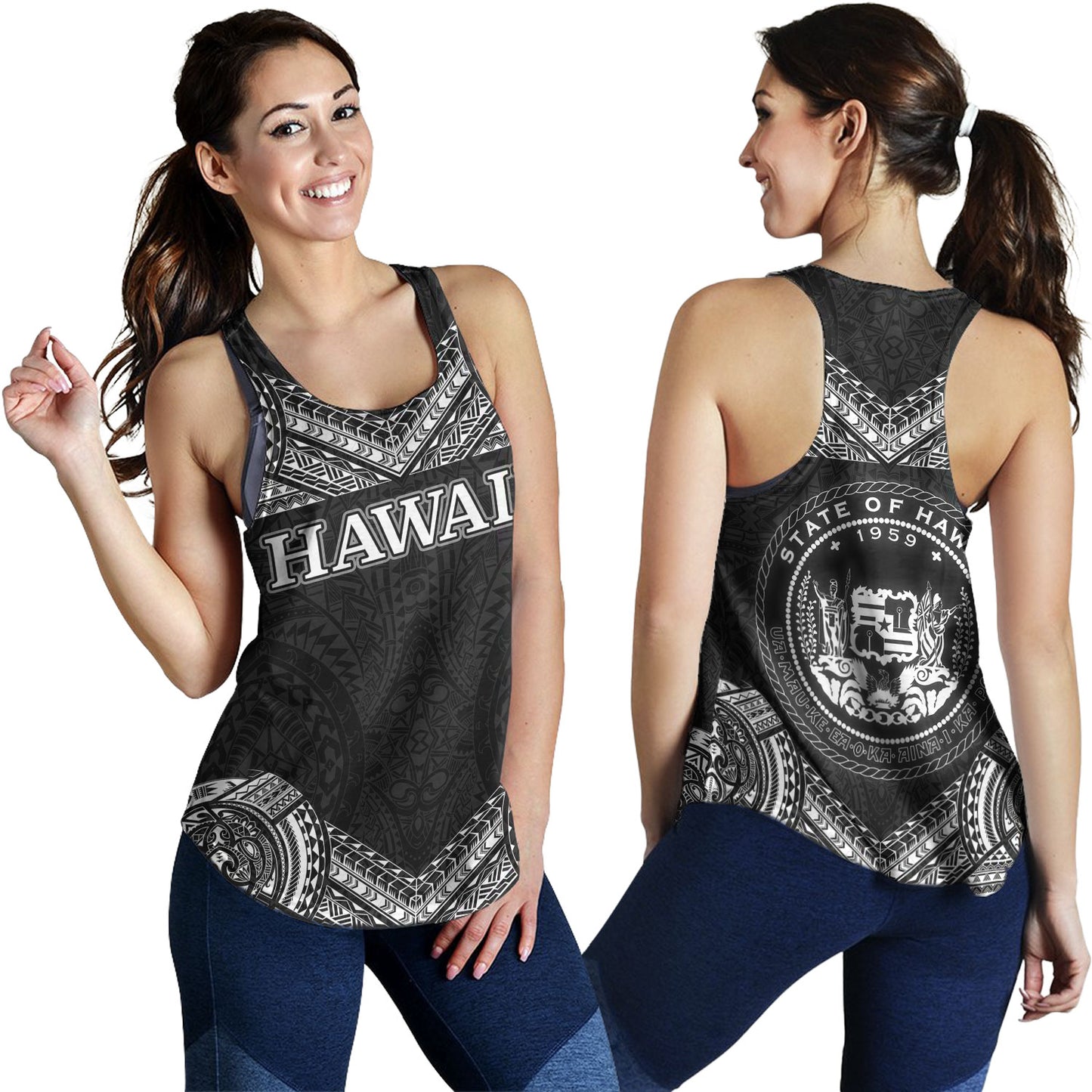 Hawaii Custom Personalised Women Tank Turtle Polynesian Pattern