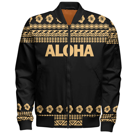 Hawaii Custom Personalised Bomber Jacket Aloha Turtle With Traditional Hawaiian