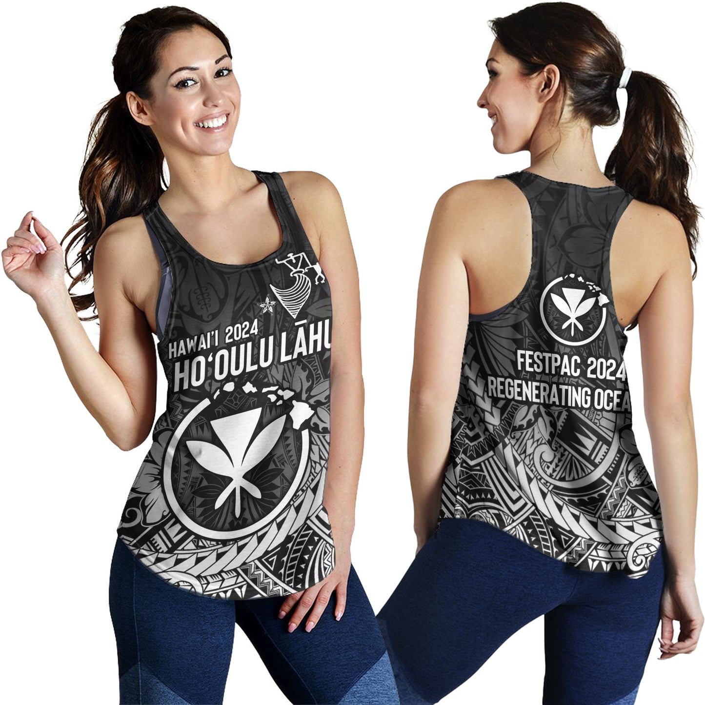 Hawaii Women Tank FestPAC 2024 Polynesian Pattern Design