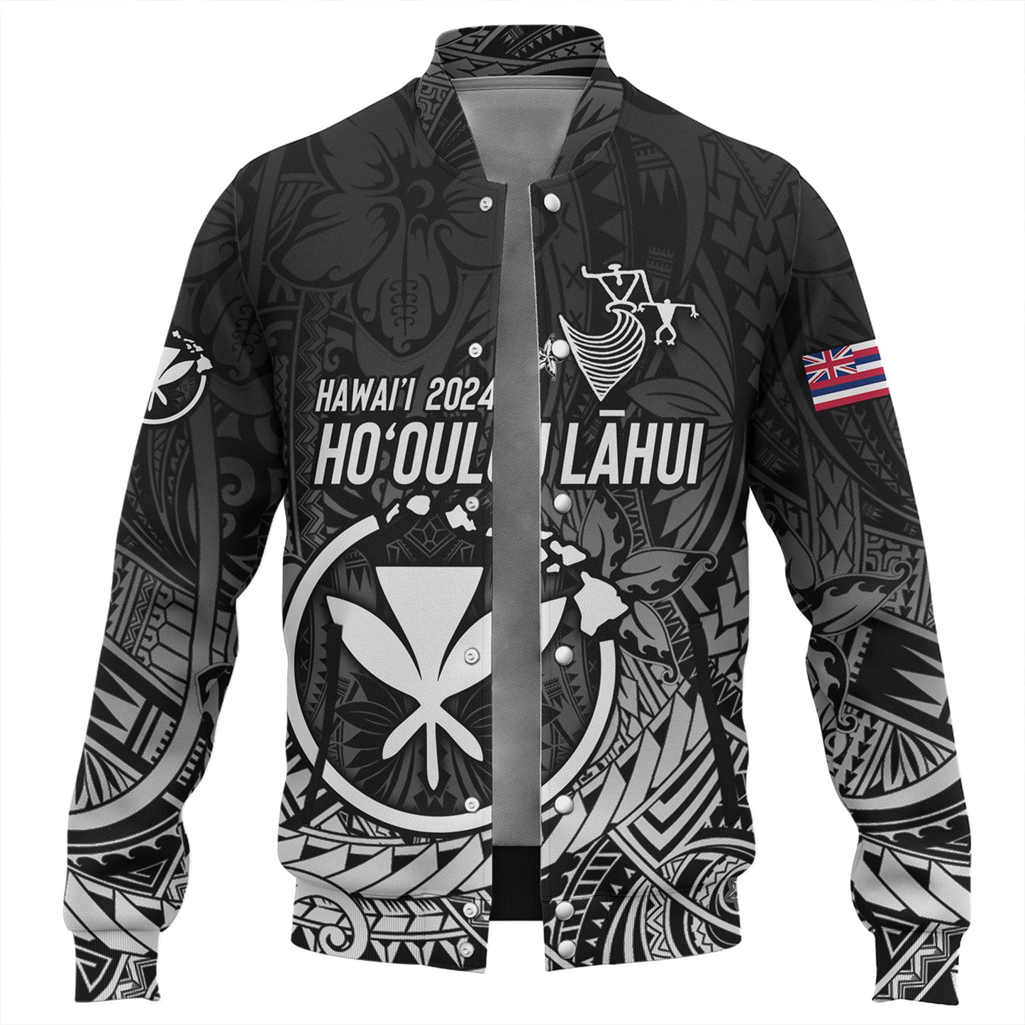 Hawaii Baseball Jacket FestPAC 2024 Polynesian Pattern Design