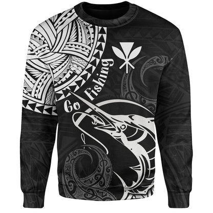 Hawaii Sweatshirt Go Fishing Polynesian Tribal Patterns