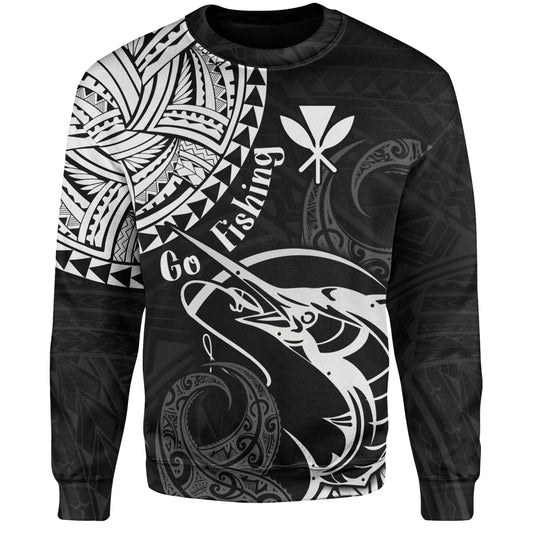 Hawaii Sweatshirt Go Fishing Polynesian Tribal Patterns