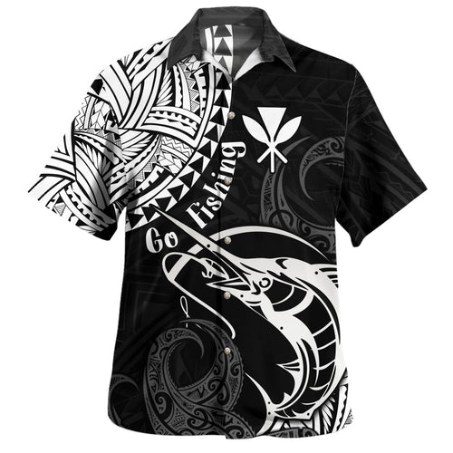 Hawaii Hawaiian Shirt Go Fishing Polynesian Tribal Patterns