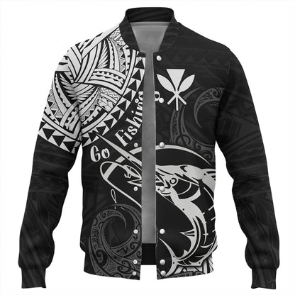 Hawaii Baseball Jacket Go Fishing Polynesian Tribal Patterns