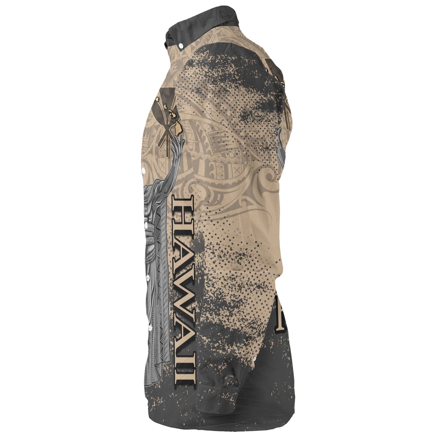 Hawaii Custom Personalised Long Sleeve Shirt Hawaii King Grunge With Halftone Background