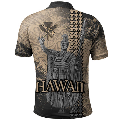 Hawaii Custom Personalised Polo Shirt Hawaii King Grunge With Halftone Background